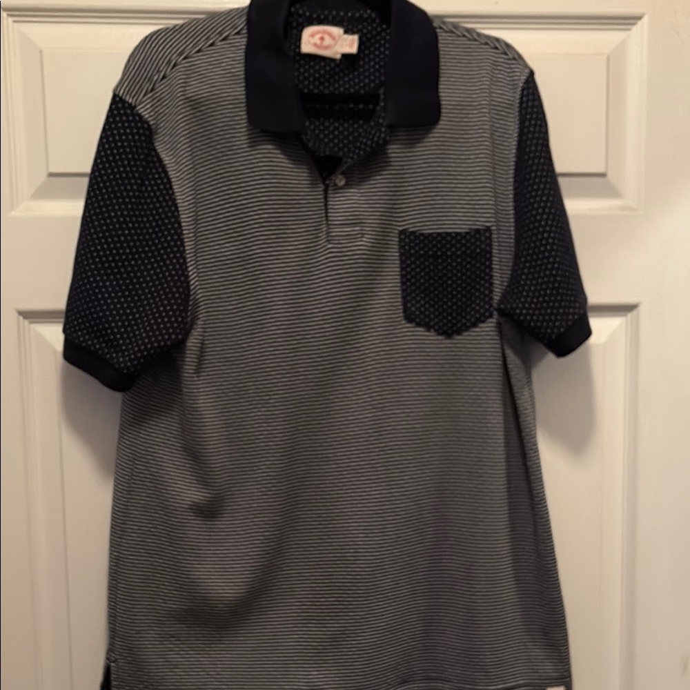 Men's Navy and Gray Polo Shirt